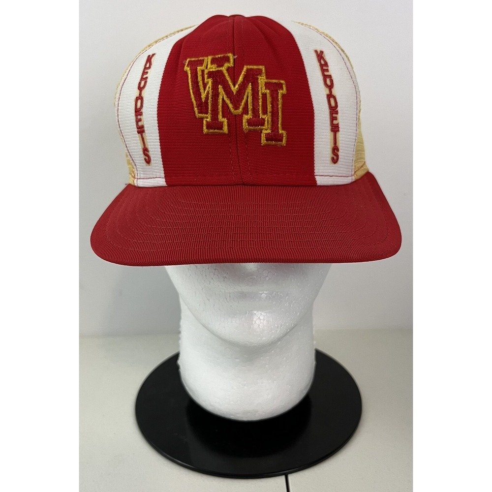 VMI Keydets Virginia Mesh Lucky Stripes Snapback Large Vintage Hat AJD Red
